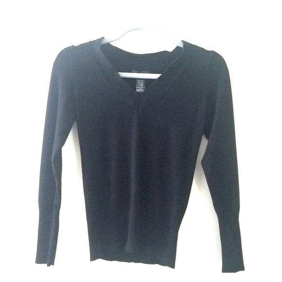 Black V-Neck Sweater by attention